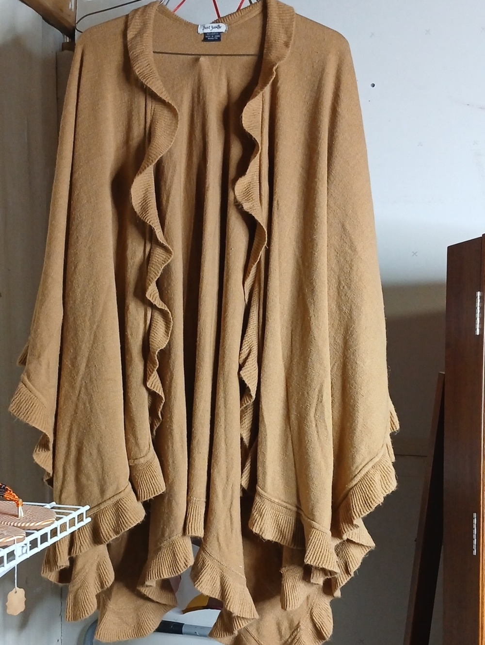 Ruffle-Trim Asymmetrical Knit Skirt - Camel
